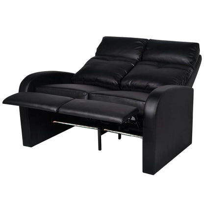 Poltrona reclinável LED 2 lugares, couro artificial, preto