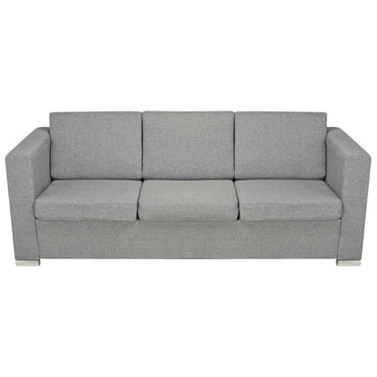 Conjunto de sofás, 3 pcs, tecido cinzento claro