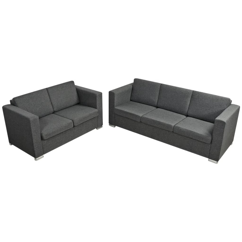 Sofa set, 2 pcs, dark grey fabric