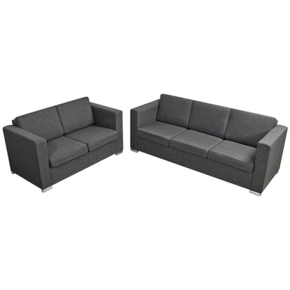 Sofa set, 2 pcs, dark grey fabric