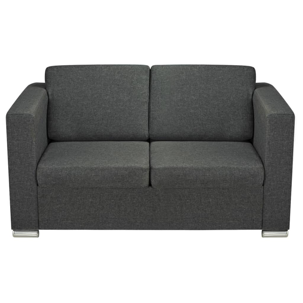 Sofa set, 2 pcs, dark grey fabric