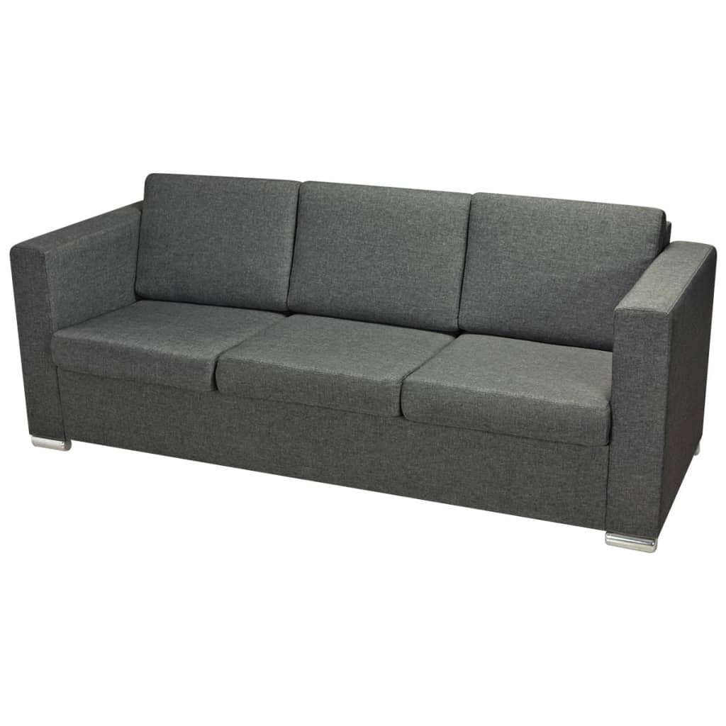 Sofa set, 2 pcs, dark grey fabric