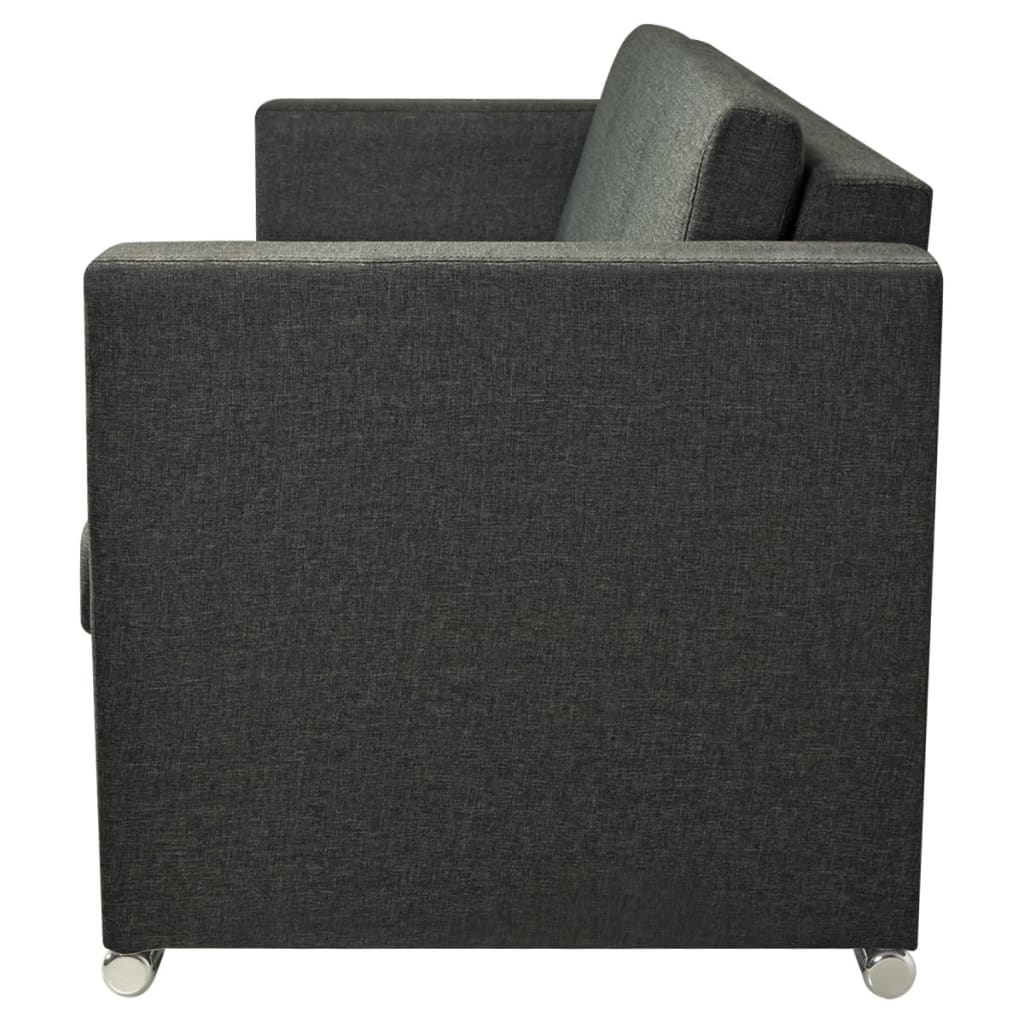 Sofa set, 2 pcs, dark grey fabric