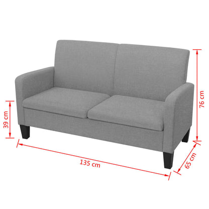 2 seater sofa 135x65x76 cm light grey