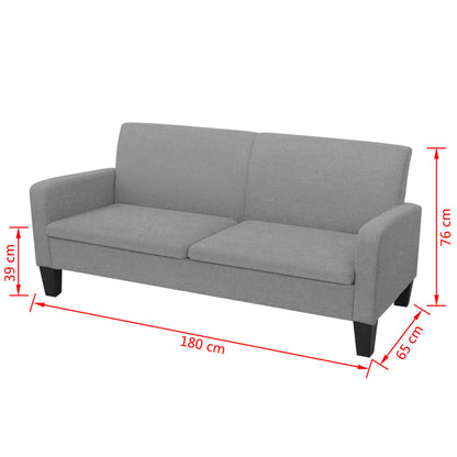 Sofá de 3 lugares 180x65x76 cm cinzento-claro