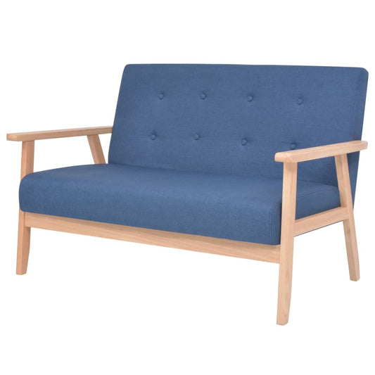 2 seater blue fabric sofa