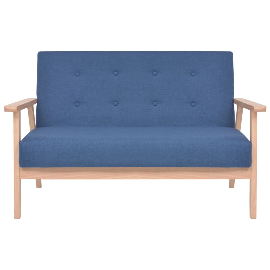 2 seater blue fabric sofa