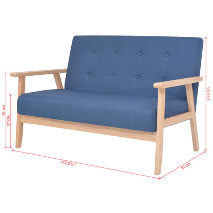 2 seater blue fabric sofa