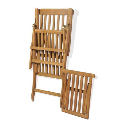 Sun lounger with footrest in solid teak wood