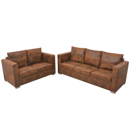 Conjunto de sofás 2 pcs camurça sintética