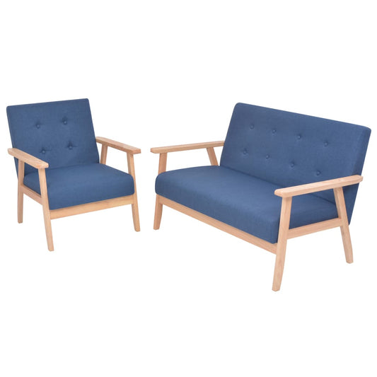 Sofa set 2 pcs blue fabric