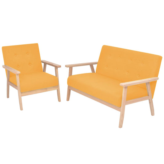 2 pcs yellow fabric sofa set