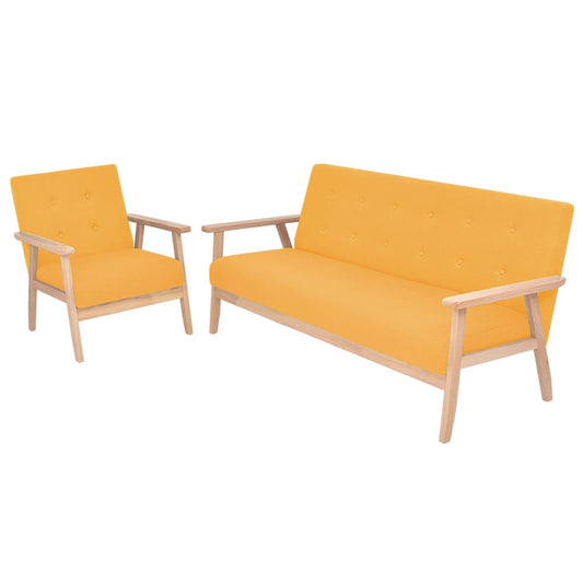 2 pcs yellow fabric sofa set