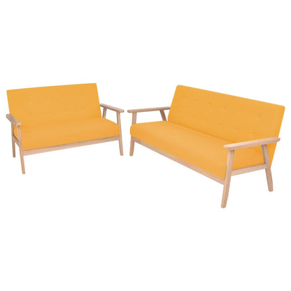 2 pcs yellow fabric sofa set