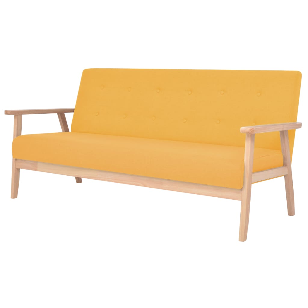2 pcs yellow fabric sofa set