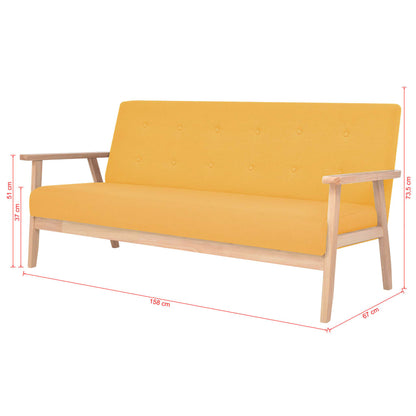 2 pcs yellow fabric sofa set