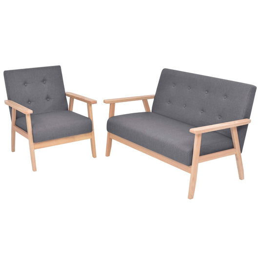 Conjunto de sofás 2 pcs tecido cinzento escuro