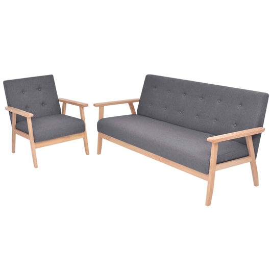 2 pcs sofa set dark grey fabric