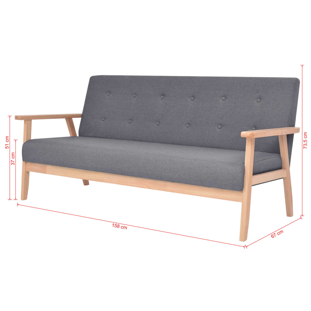 2 pcs sofa set dark grey fabric