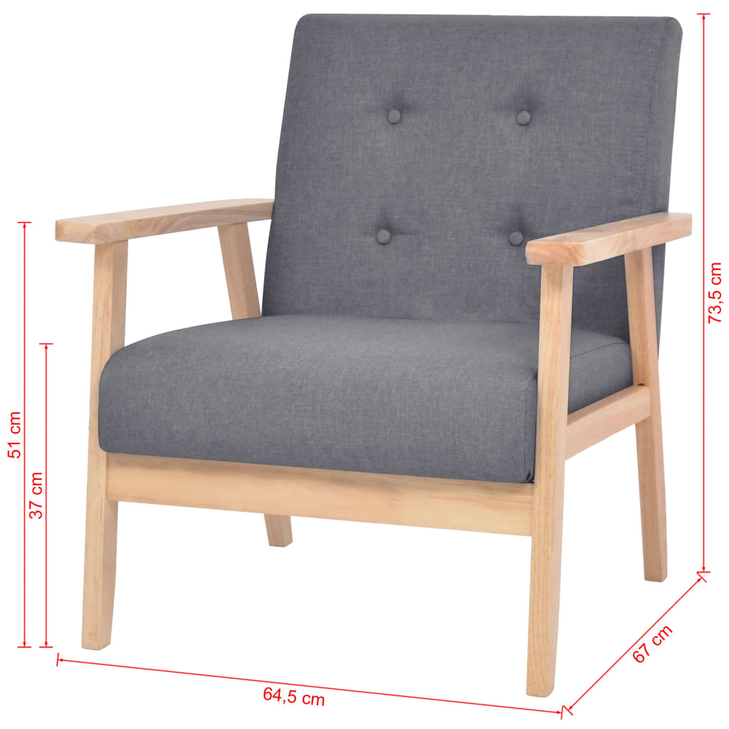 2 pcs sofa set dark grey fabric