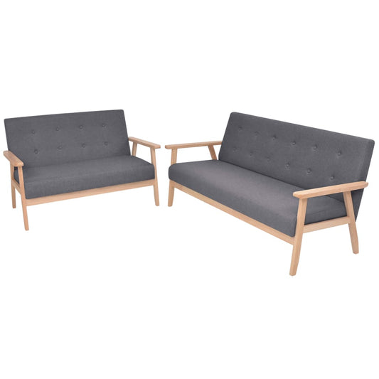 2 pcs sofa set dark grey fabric