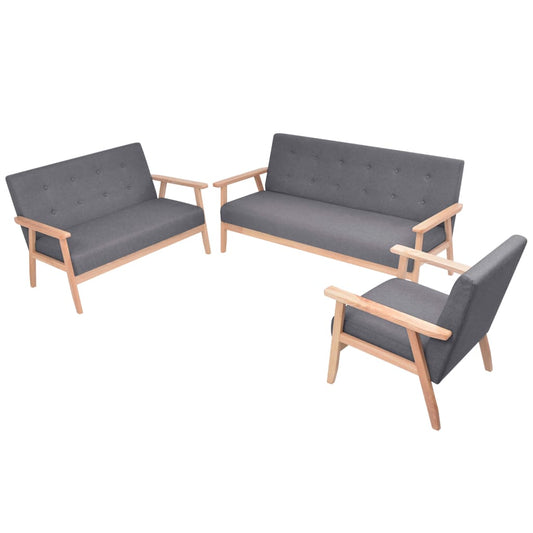 3 pcs sofa set dark grey fabric