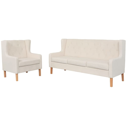 2 pcs cream white fabric sofa set