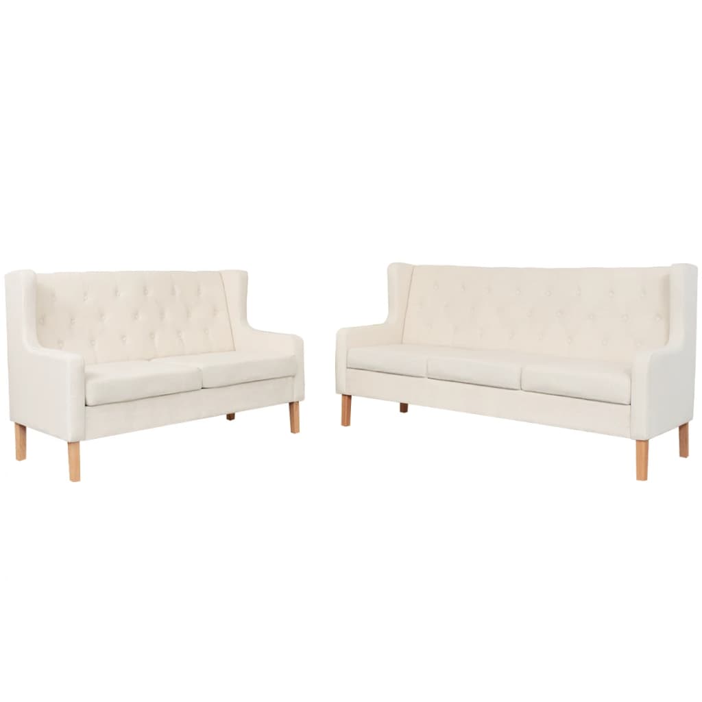 2 pcs cream white fabric sofa set