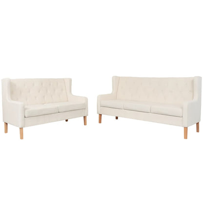 2 pcs cream white fabric sofa set