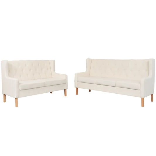 2 pcs cream white fabric sofa set