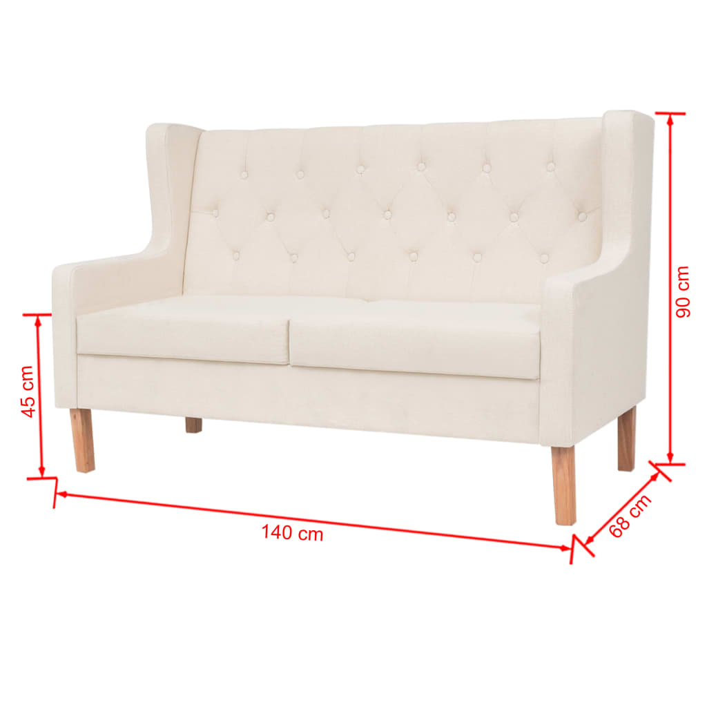 2 pcs cream white fabric sofa set