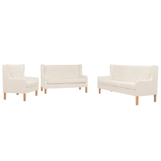 Conjunto de sofás 3 pcs tecido branco nata