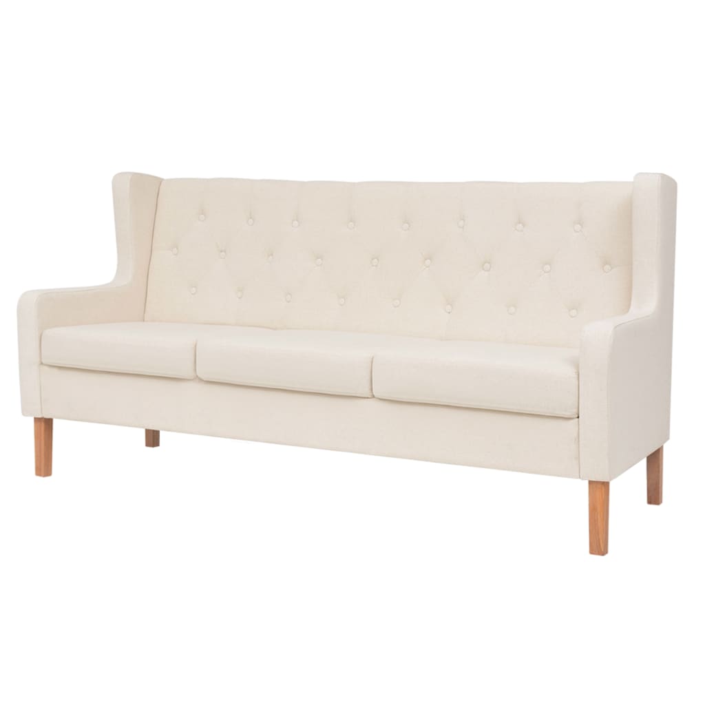 Conjunto de sofás 3 pcs tecido branco nata