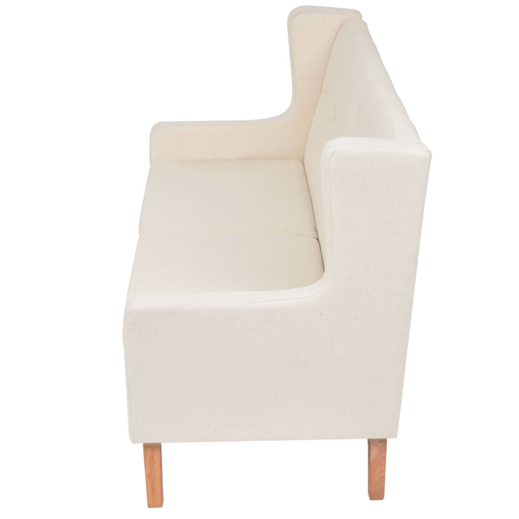 Conjunto de sofás 3 pcs tecido branco nata