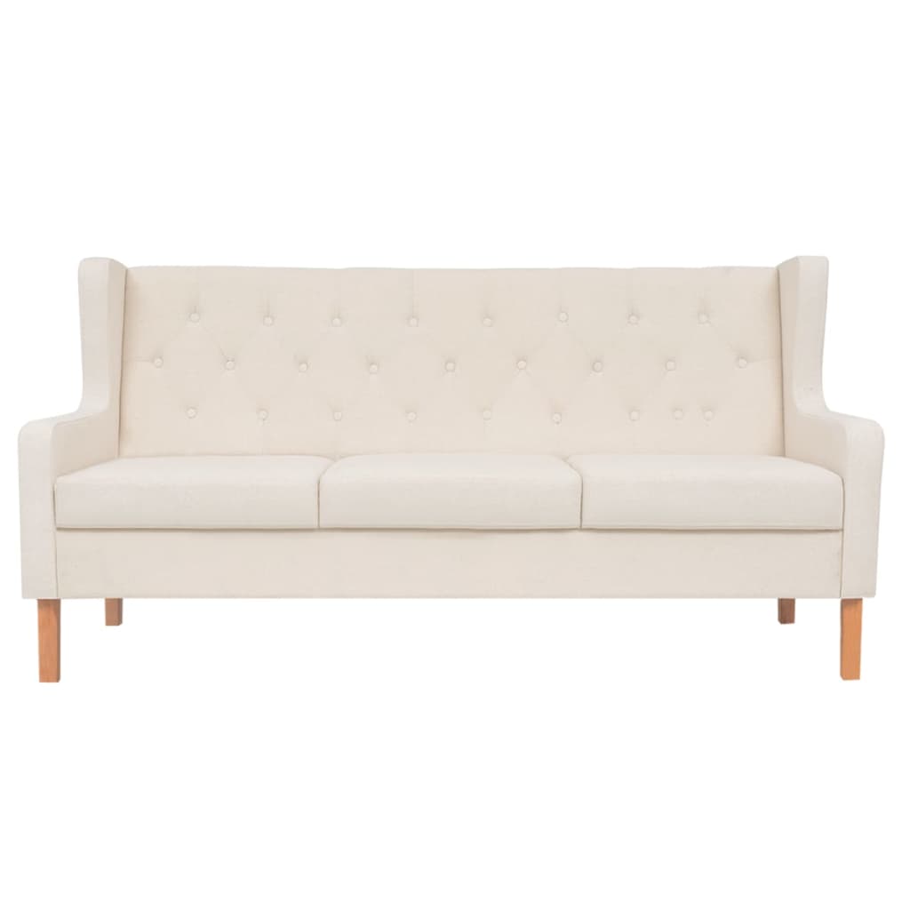 Conjunto de sofás 3 pcs tecido branco nata