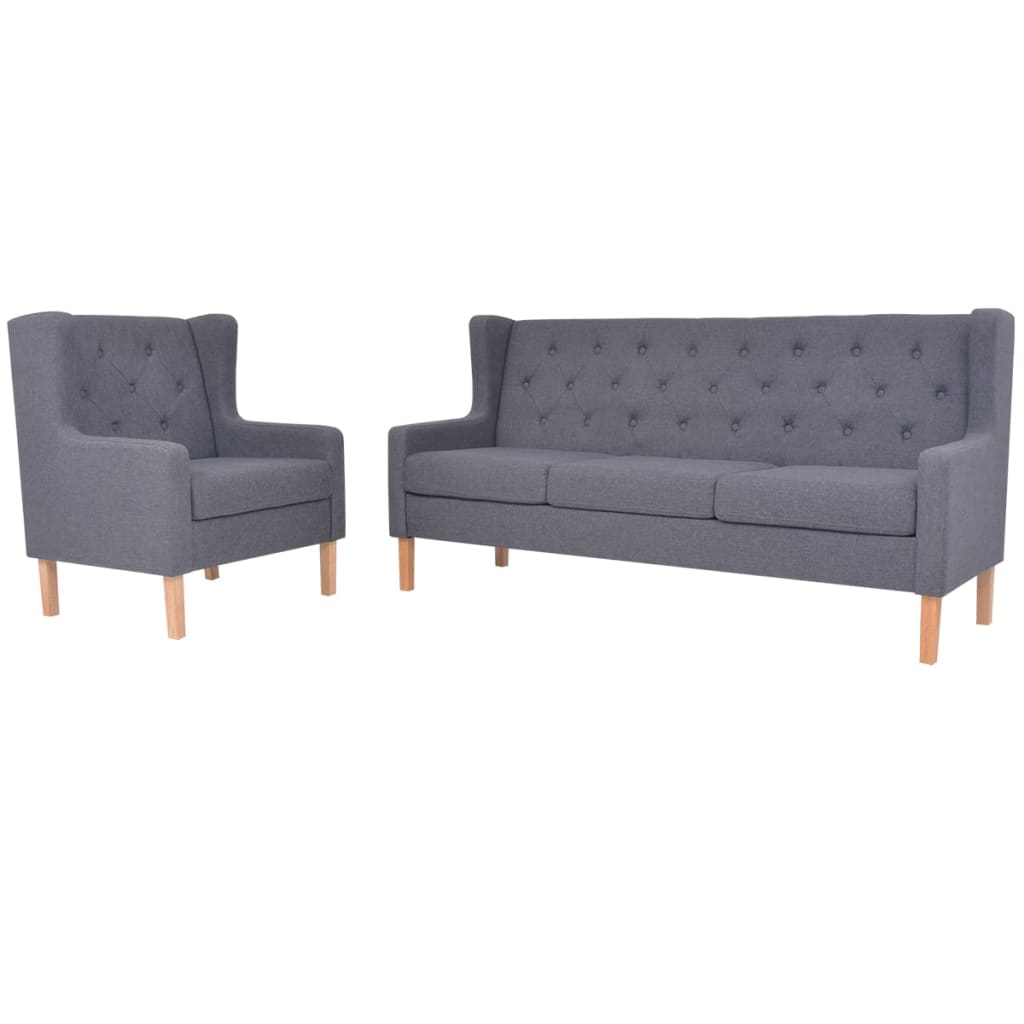 2 pcs grey fabric sofa set