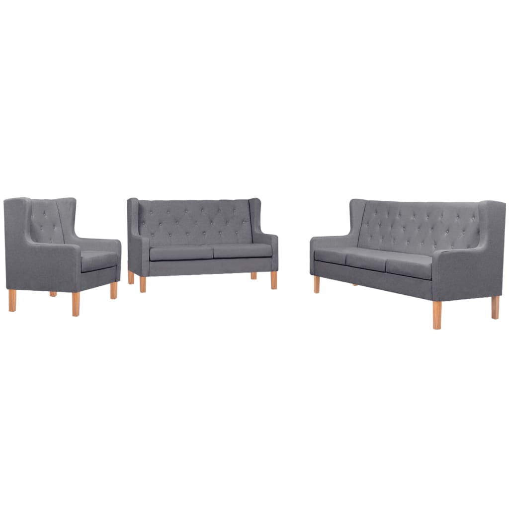 Conjunto de sofás 3 pcs tecido cinzento