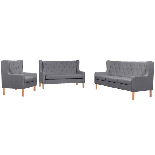 Conjunto de sofás 3 pcs tecido cinzento
