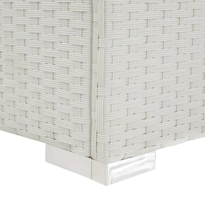 White PE wicker sun lounger with cushion