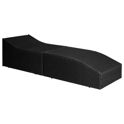 Black PE wicker sun lounger with cushion