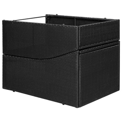 Black PE wicker sun lounger with cushion