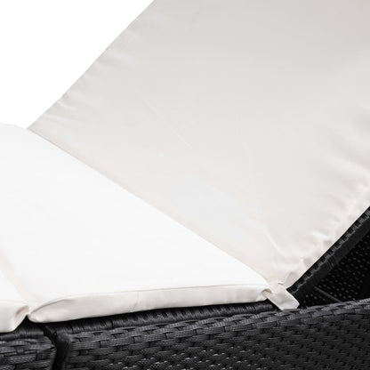 Black PE wicker sun lounger with cushion