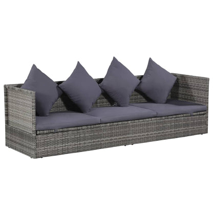 Espreguiçadeira de jardim 200x60 cm vime PE cinzento