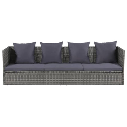 Espreguiçadeira de jardim 200x60 cm vime PE cinzento