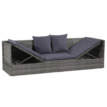 Espreguiçadeira de jardim 200x60 cm vime PE cinzento