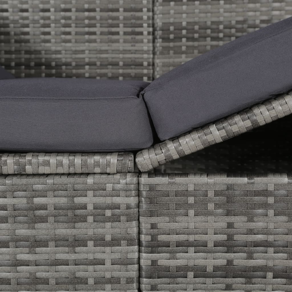 Garden sun lounger with canopy 205x62 cm PE wicker grey