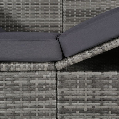 Garden sun lounger with canopy 205x62 cm PE wicker grey