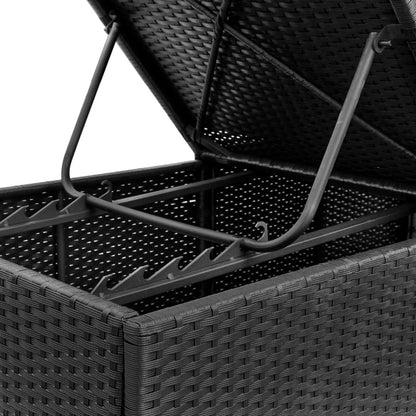 Black PE wicker sun lounger with cushion