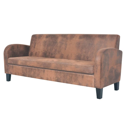 2 pcs sofa set faux suede brown