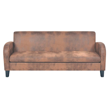 2 pcs sofa set faux suede brown